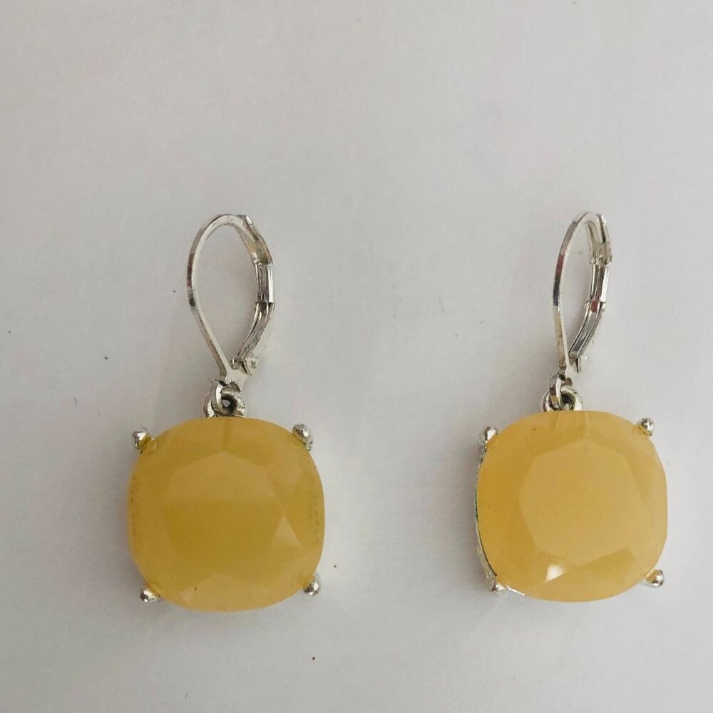 Joan Rivers Dangling pale yellow silvertone leverback Earrings